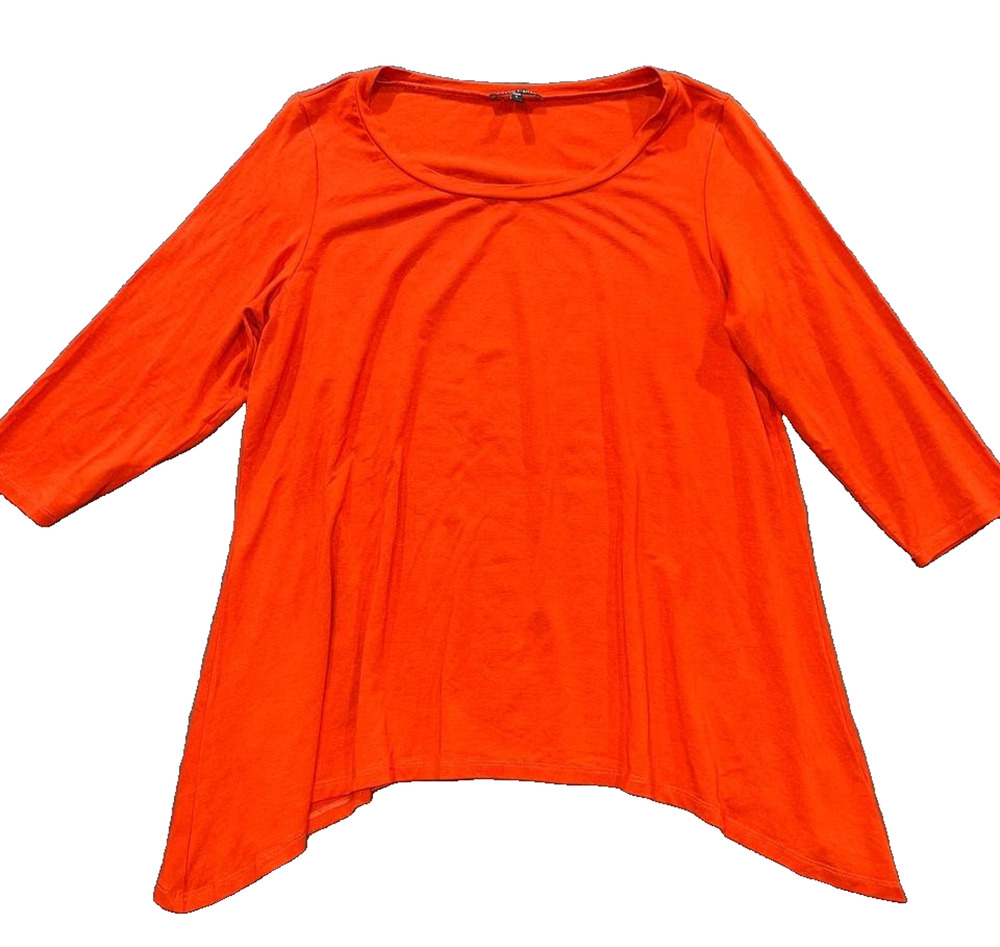 Eileen Fisher Ballet Neck Top tunic Lightweight Hot Red/Orange Size L A010488
